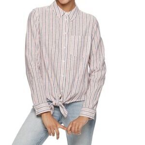 Pop Sugar Knot-Front Button Down Shirt in Size XL